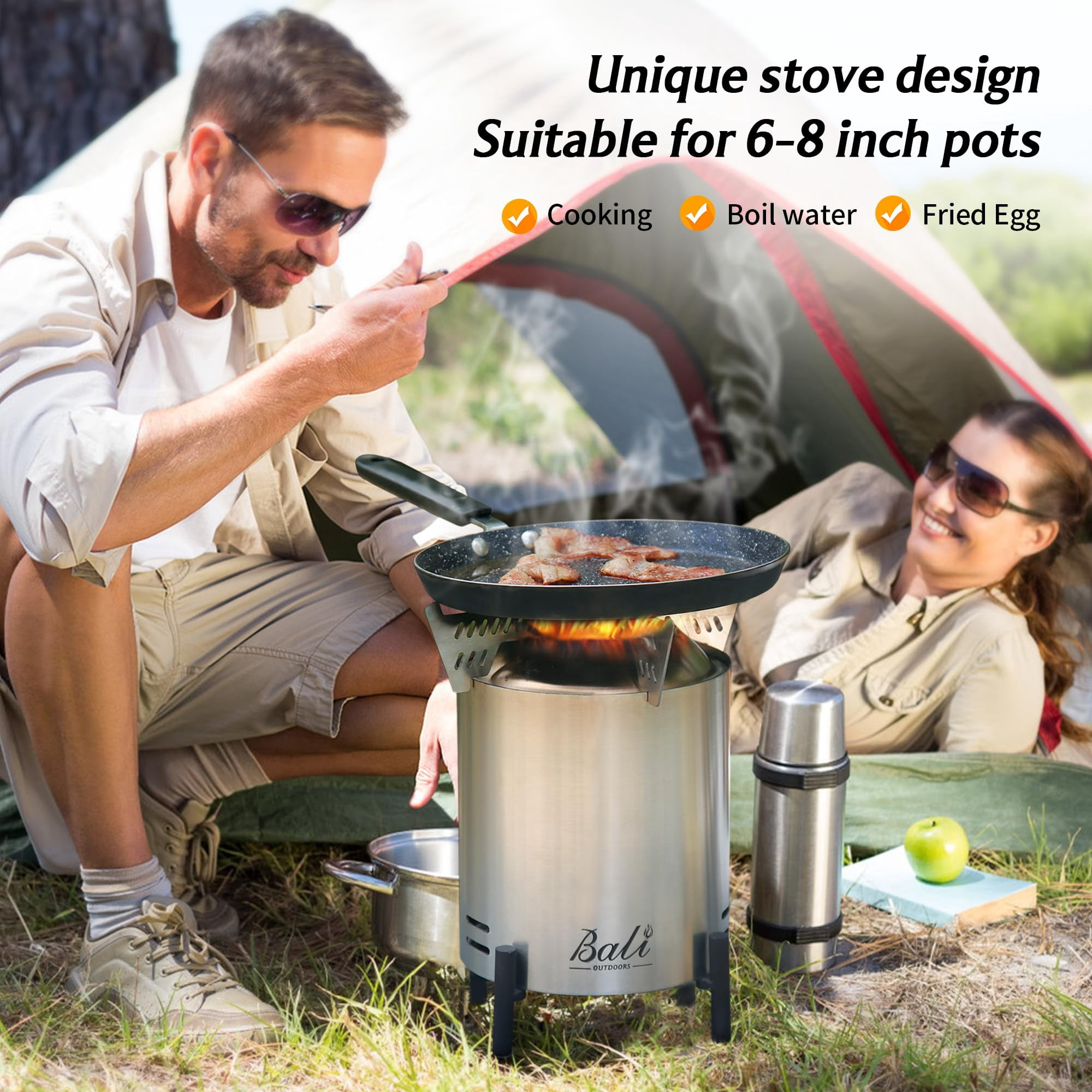 BALI OUTDOORS 8.6'' * 6.5'' Tabletop Fire Pit Round, Portable Outdoor Smokeless Firepit Silver