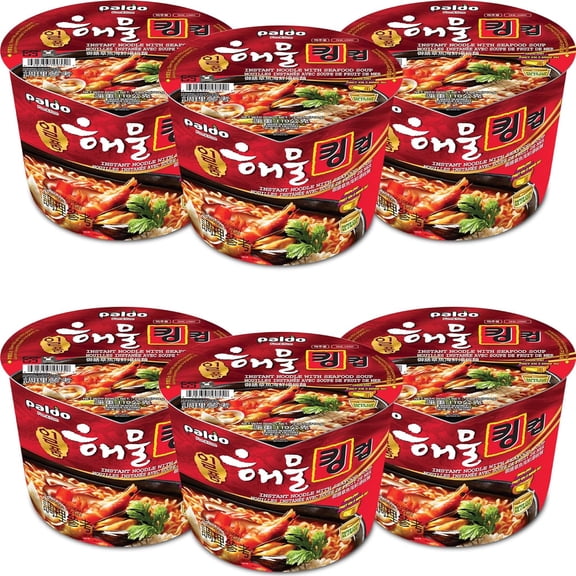 Paldo Ilpoom Seafood Ramyun Korean Ramen, 6 Pack Case, 3.88 oz Each, Instant Noodles