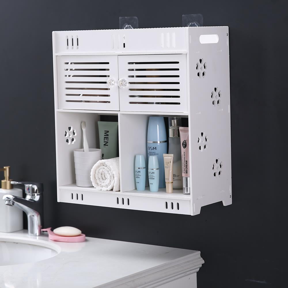 Zimtown Wall Mount Bathroom Wooden Medicine Storage Organizer with 2Shelf
