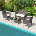 thumbnail image 3 of Outdoor Patio Furniture Set,4 Piece Rattan Conversation Set with Cushions, Coffee table, Modern Outdoor Furniture for Yard, Poolside, Balcony, and Patio, 3 of 8