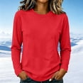 thumbnail image 4 of XuJwPNcy Women Long Sleeve Cotton Tops Soft Crew Neck Basic Tees Fall Fashion Regular Fit T Shirts(Red,XX-Large), 4 of 7