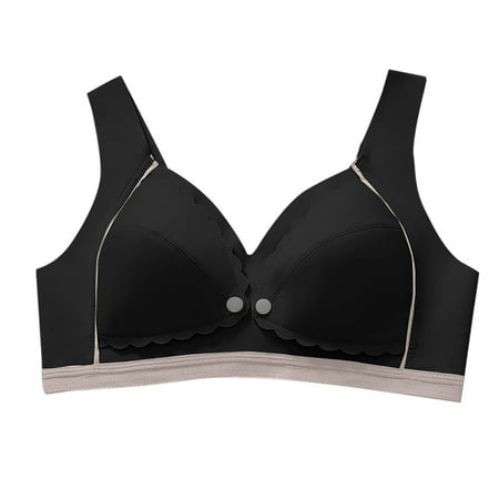 Gnurob Womens Nursing Bras for Breastfeeding Wavy Seamless Maternity Bralette Front Closure Bralettes Wireless Pregnancy Sleep Bra with Support Clearance Saving Black 40