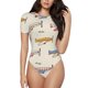thumbnail image 1 of Fotbe Striped Vintage Planes Body de Mujer con Cuello Redondo y Mangas Cortas, Sin Mangas Ajustado, Suave, Cómodo y Básico-X-Large, 1 of 7