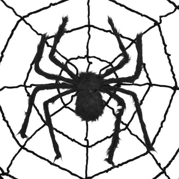 Giant Spider Web with Spider Decoration, Black, 8', Halloween by Way To Celebrate