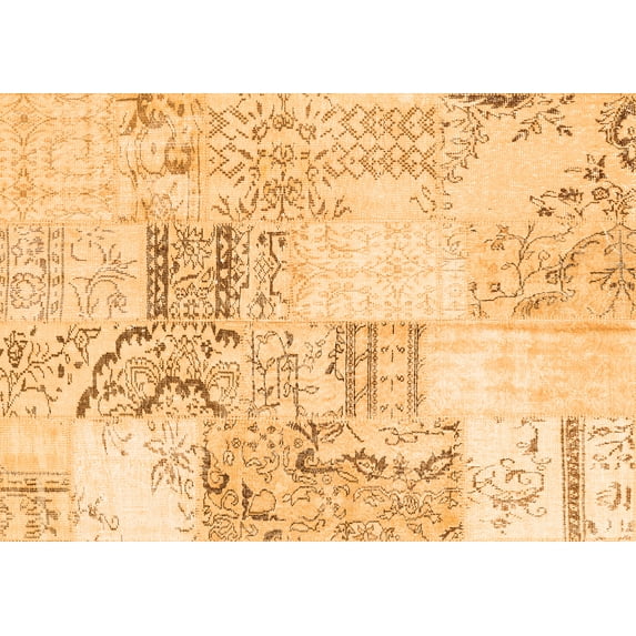 Ahgly Company Indoor Rectangle Patchwork Orange Transitional Area Rugs, 3' x 5'