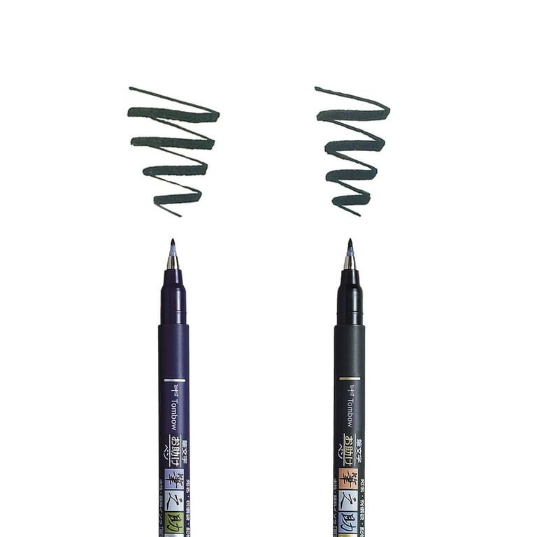 Tombow 62038 Fudenosuke Brush Pen, 2-Pack. Soft and Hard Tip Fudenosuke  Brush Pens for Calligraphy and Art Drawings