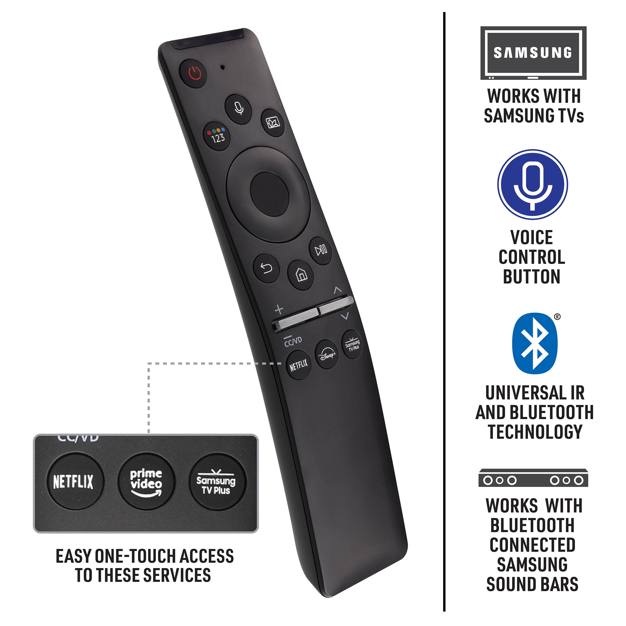 Universal Replacement for Samsung-Smart-TV-Remote, New Upgrade Infrared for  Samsung Remote Control, with Netflix,Prime Video,Hulu Buttons