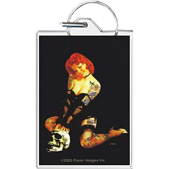 Tattoo Girl with Skull Keychain