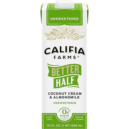 Califia Farms - Unsweetened Better Half, Half and Half Substitute, 32 Oz, Almond Milk, Coconut Cream, Coffee Creamer, Keto, Shelf Stable, Dairy Free, Plant Based, Vegan