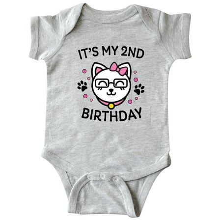 

Inktastic Its My 2nd Birthday with Cat in Glasses Gift Baby Girl Bodysuit