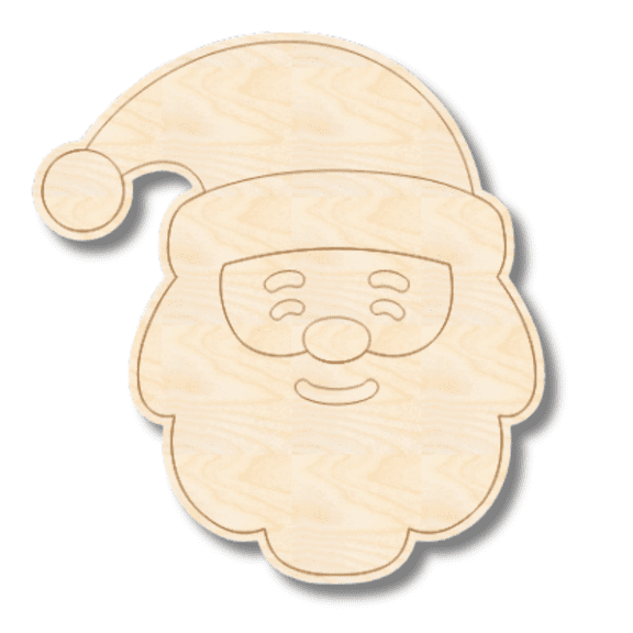 Unfinished Wood Etched Santa Head Shape | Paint By Line Crafts 16" / 1/4"