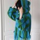 thumbnail image 4 of Retro Vertical Striped CottonYarn Bathrobes Soft Cozy Absorbent Bath Towel Robes V Neck Hooded Loose Sleepwear Adult Bath Robes, 4 of 5