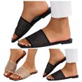 thumbnail image 6 of IUJSOY Womens Single Mesh Band Slides Sandals Square Open Toe Slip on Summer Beach Flat Sandals, 6 of 9