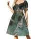 thumbnail image 2 of Vestido de lunares blancos sobre fondo negro de manga corta para mujer, vestido de noche para mujer, vestido elegante de lujo para mujer, 2 of 7