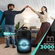 RIDWIND 3000W Portable Bluetooth Speaker Indoor/Outdoor Loud 12 Subwoofer Heavy Bass Sound System With Party Lights Digital Display FM/AUX/MP3/USB/TF Tripod Stand Handle Wheels Microphone Remote