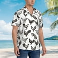 thumbnail image 3 of Sikiie Funny Chicken Print Men's Hawaiian Shirt, Summer Beach Button Pocket Short Sleeve T-Shirt,Large, 3 of 7