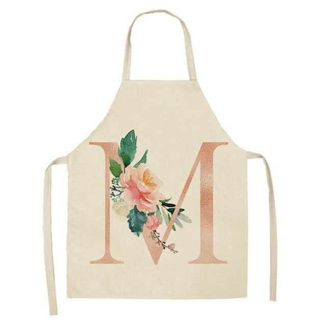 Apron Sleeve Ensemble for Kitchen Use Linen English Letter Rose Series Apron for Adults and Kids