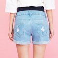 thumbnail image 5 of DeHolifer Maternity Denim Shorts Women's Summer High Waist Distressed Cuffed Hem Casual Denim Jeans Short Light Blue XL, 5 of 6