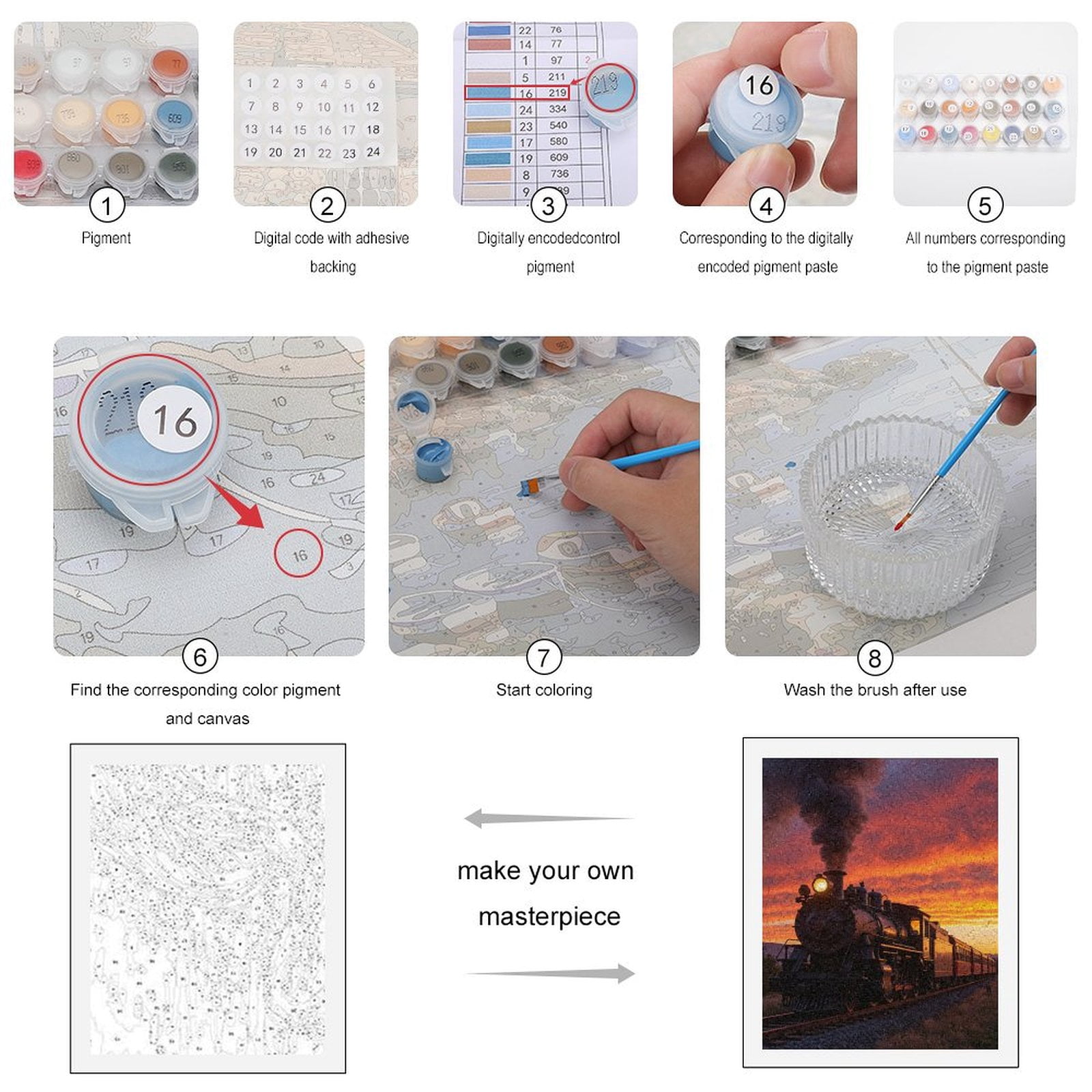 Paint By Numbers Kit for Adults Beginner - DIY Train Sunset Journey Canvas Painting Kits for Adults, Frameless Paint By Number for Adults for Home Wall Decor 16x20 Inch