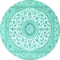 thumbnail image 1 of Ahgly Company Indoor Round Medallion Turquoise Blue Traditional Area Rugs, 8' Round, 1 of 4