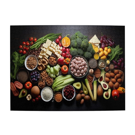 500 PCS Vegetables And Fruits Cooking Food Puzzles For Adults 500 Pieces,Stunningly Vibrant Colors,Ideal For Relaxation And Family Fun,Fresh Fruits And Vegetables Wooden Puzzles As Home Decor
