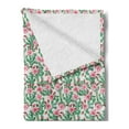 thumbnail image 2 of Floral Soft Flannel Fleece Throw Blanket, Roses with Thorns Rosebuds Cactus Wild Plants Art on Plain Background, Cozy Plush for Indoor and Outdoor Use, 50" x 60", Fern Green Pastel Pink, by Ambesonne, 2 of 5