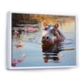 thumbnail image 2 of Designart "Hippo Pastoral Hippopotamus Mighty wall decor" Animals Floater Framed Wall Decor, 2 of 7
