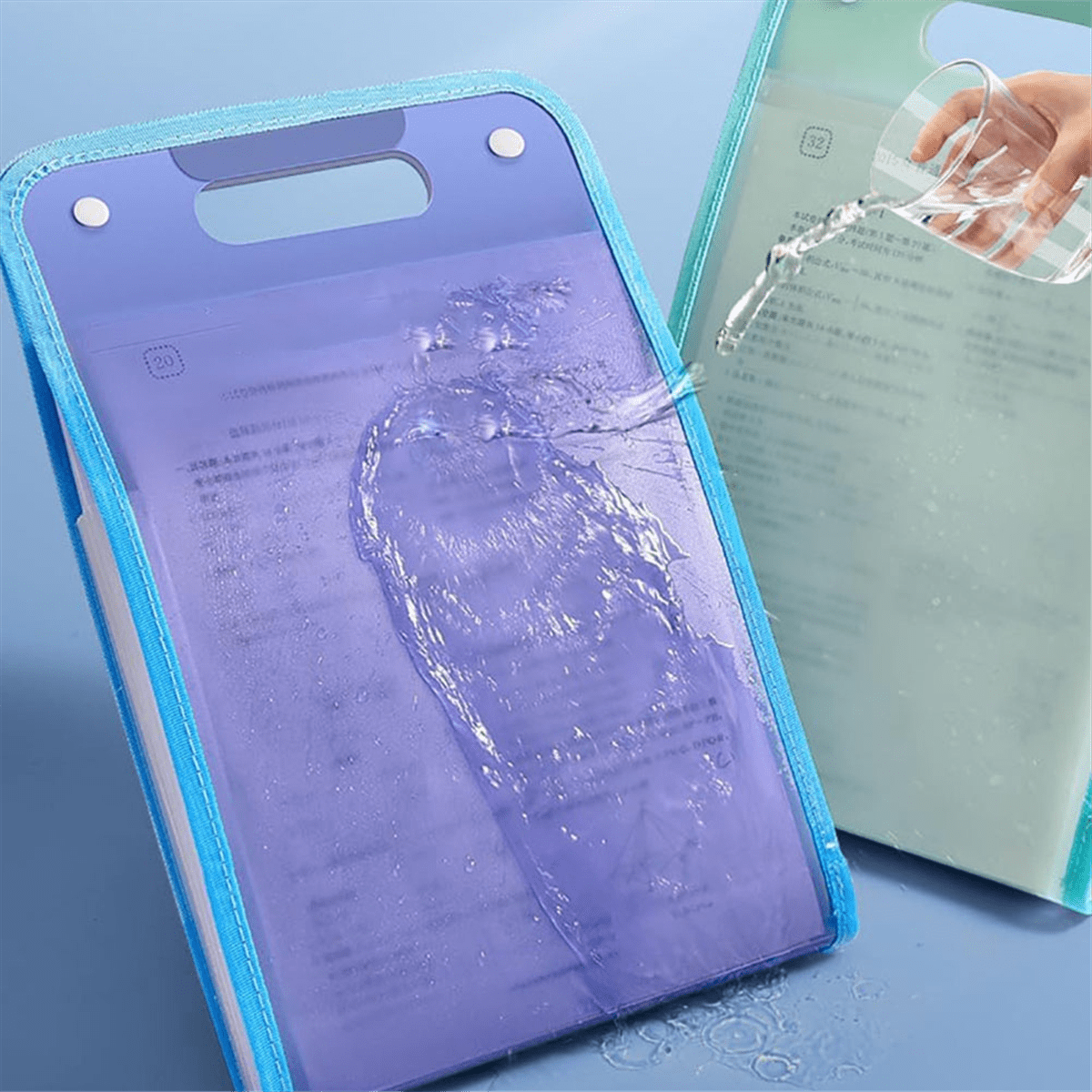 4PCS Extended Waterproof Folder, Vertical File Manager with Handle 13 Pocket A4 Multi-Page Portable Office Folders C