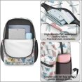 thumbnail image 4 of White Colorful Butterfly Pattern 17" Waterproof Oxford School Backpacks for Teens, S-Shape Padded Straps, for School, Travel, Hiking, Camping, 4 of 5