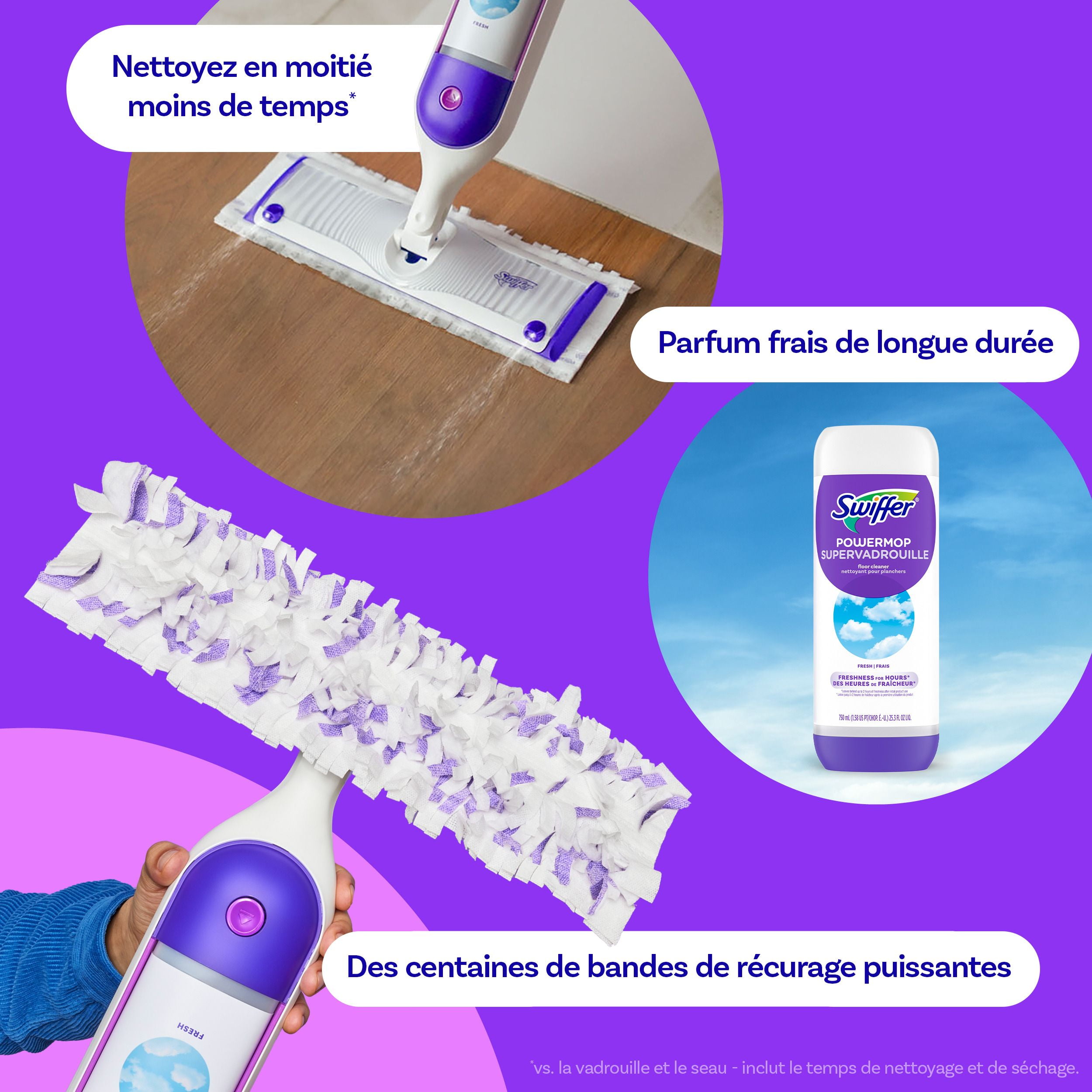 Swiffer PowerMop Multi-Surface Mop Kit for Floor Cleaning, Fresh Scent, Mopping Kit Includes PowerMop, 2 Mopping Pad Refills, 1 Floor Cleaning Solution with Fresh Scent and 2 batteries, 1KIT