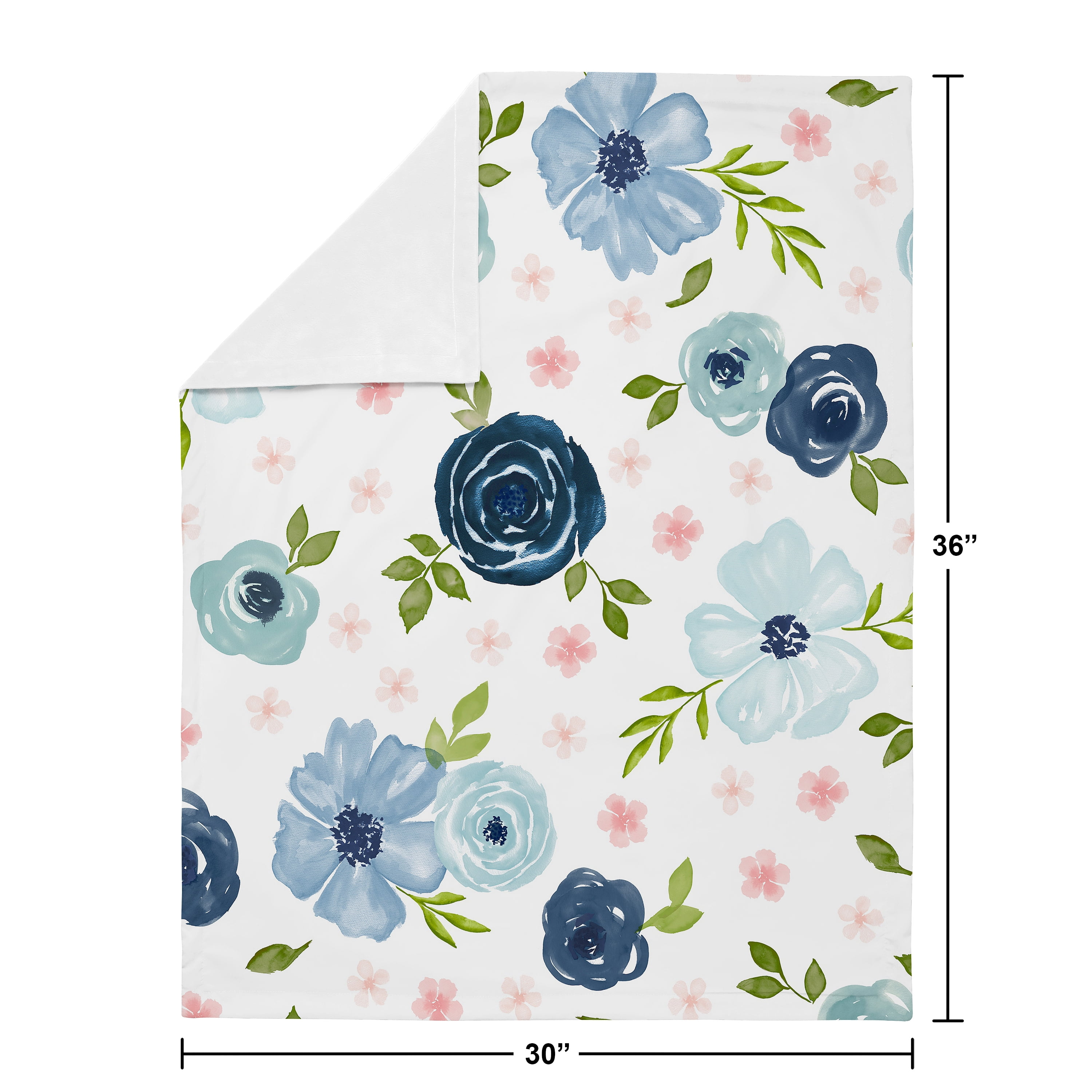 Sweet Jojo Designs Watercolor Floral Blue Green and Pink Baby Security Blanket