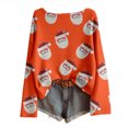 thumbnail image 5 of Hauts, T-Shirts et Blouses pour Femmes, Imprimé de Noël, Col Rond, Manches Longues, Grande Taille, Orange, 2TG, 5 of 5