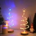thumbnail image 1 of Christmas Decoration Spiral Tree Light Volution Helical Design Wooden Base 14in Mini Desktop Christmas Tree Warm White or Multicolored LED Battery Powered Festive Home Accent, 1 of 6