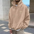 thumbnail image 7 of Aobny Hooded Big and Tall Shirts for Men Khaki Hoodie Jesus Christian Shirts Men Mens Sweatshirt,XL, 7 of 7