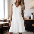 thumbnail image 3 of TAGOLD Womens Sleeveless V-Neck Knee-High Dress Zip Solid Color Short Dress For Summer Daily Use, 3 of 5