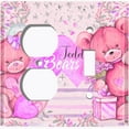 thumbnail image 2 of Metal Light Switch Wall Plate Outlet Cover (2 Teddy Bears Red With Love Heart Balloon Flower - Single Duplex Single Toggle), 2 of 2