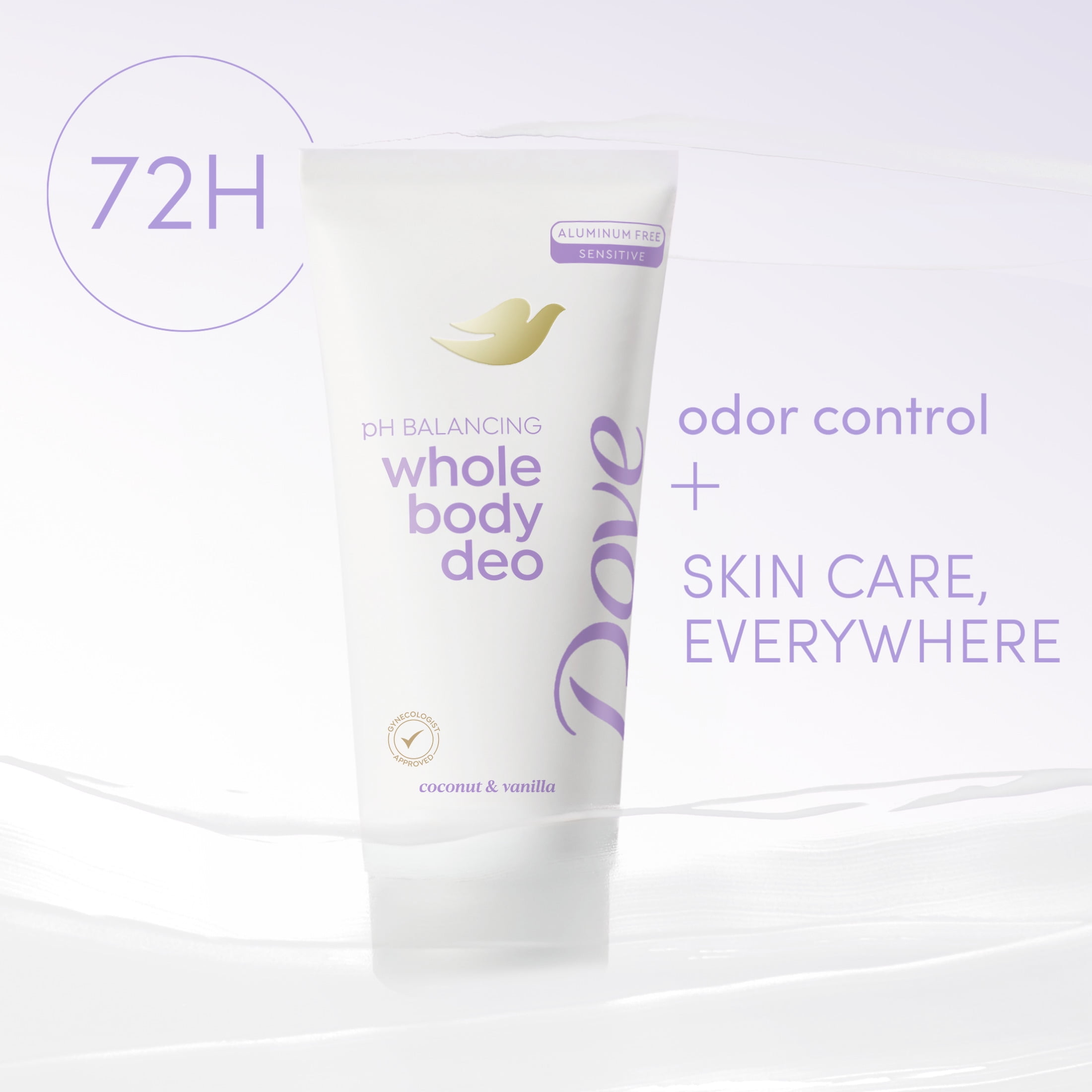 Dove Whole Body Deo pH Balancing Deodorant Cream for Women Coconut & Vanilla Aluminum Free, 2.5 oz