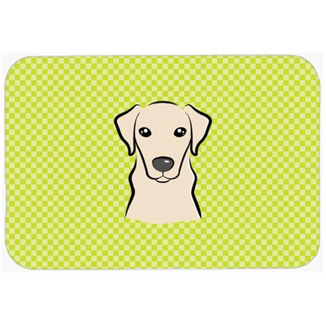 Checkerboard Lime Green Yellow Labrador Mouse Pad, Hot Pad Or Trivet, 7.75 x 9.25 In.
