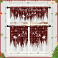 thumbnail image 6 of Merry Christmas Kitchen Window Curtains and Valances Set 36 Inch, Xmas Tree Reindeer Snowflake Plaid Farmhouse Short Tier Curtain for Cafe Living Room Bathroom, Red 3 Pieces Set Kitchen Decor, 6 of 7