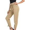 thumbnail image 1 of Pantalones de tubo de cintura alta informales lisos de primavera para mujer con cinturón elástico y nudo de lazo suelto METRO Yuyangstore Pantalones casuales de cintura alta, 1 of 6