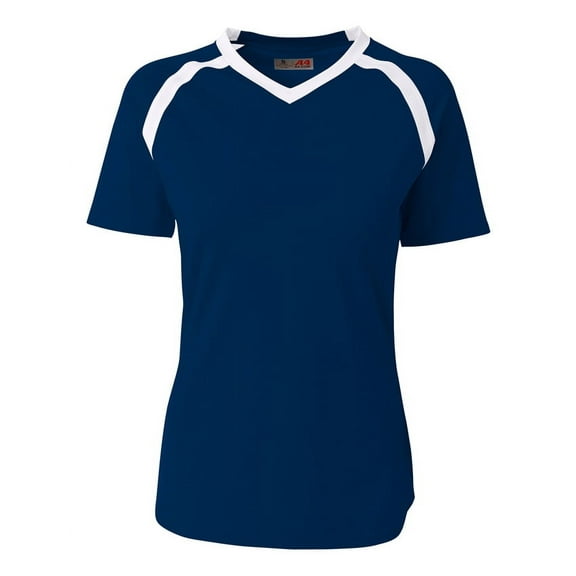 A4 Ace Short Sleeve Volleyball Jersey For Women in Navy/White | NW3019
