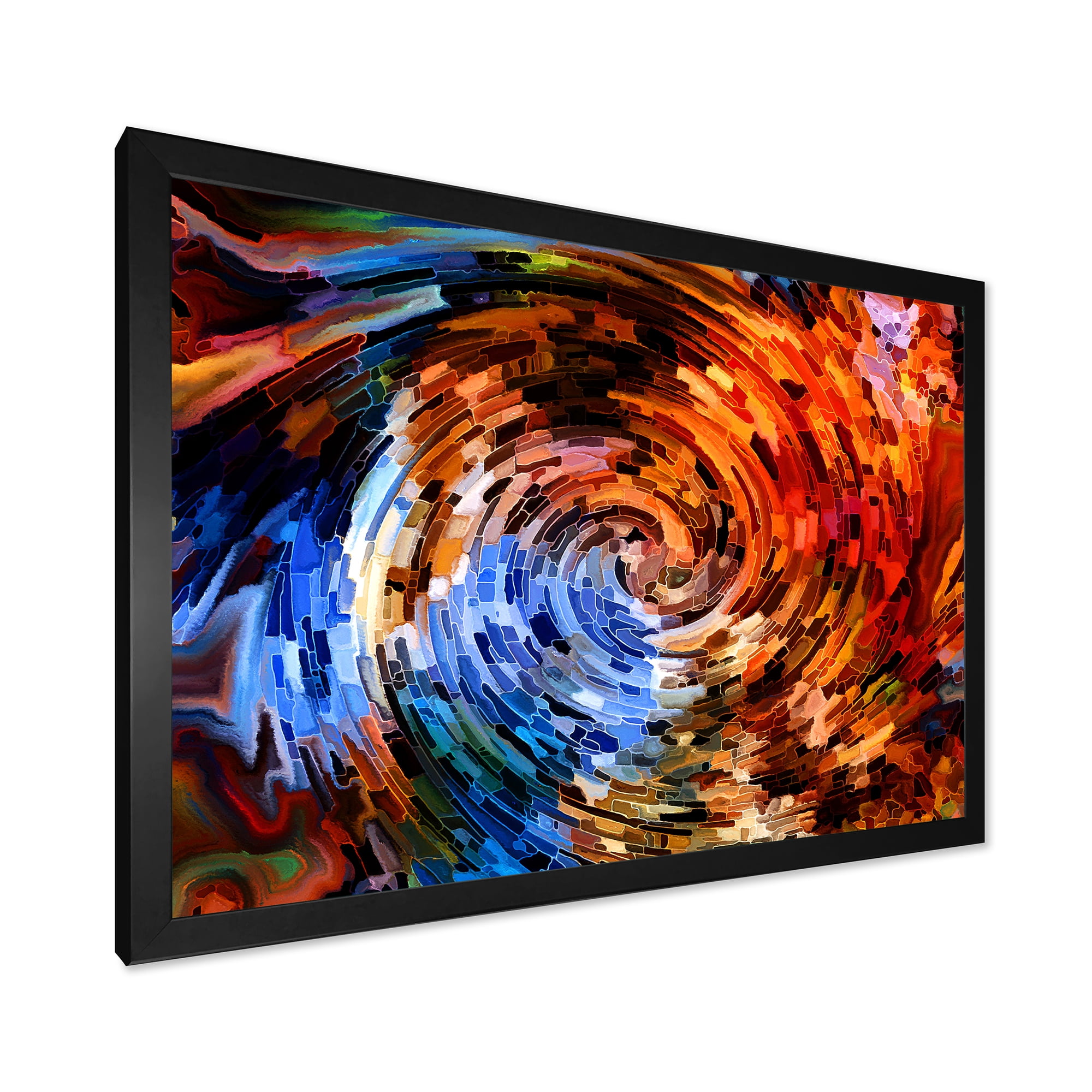 Designart 'Orange Spiral Abstract Voyages To Inner World' Modern Framed Art Print