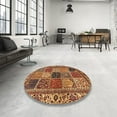 thumbnail image 4 of Ahgly Company Machine Washable Indoor Round Abstract Saffron Red Area Rugs, 8' Round, 4 of 7