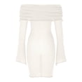 thumbnail image 4 of Blmnix Bodycon Women's Dresses Sexy Dresses Off the Shoulder Dress Mini Boat Neck White Long Sleeve Antimicrobial Protection Casual Dresses,L, 4 of 5