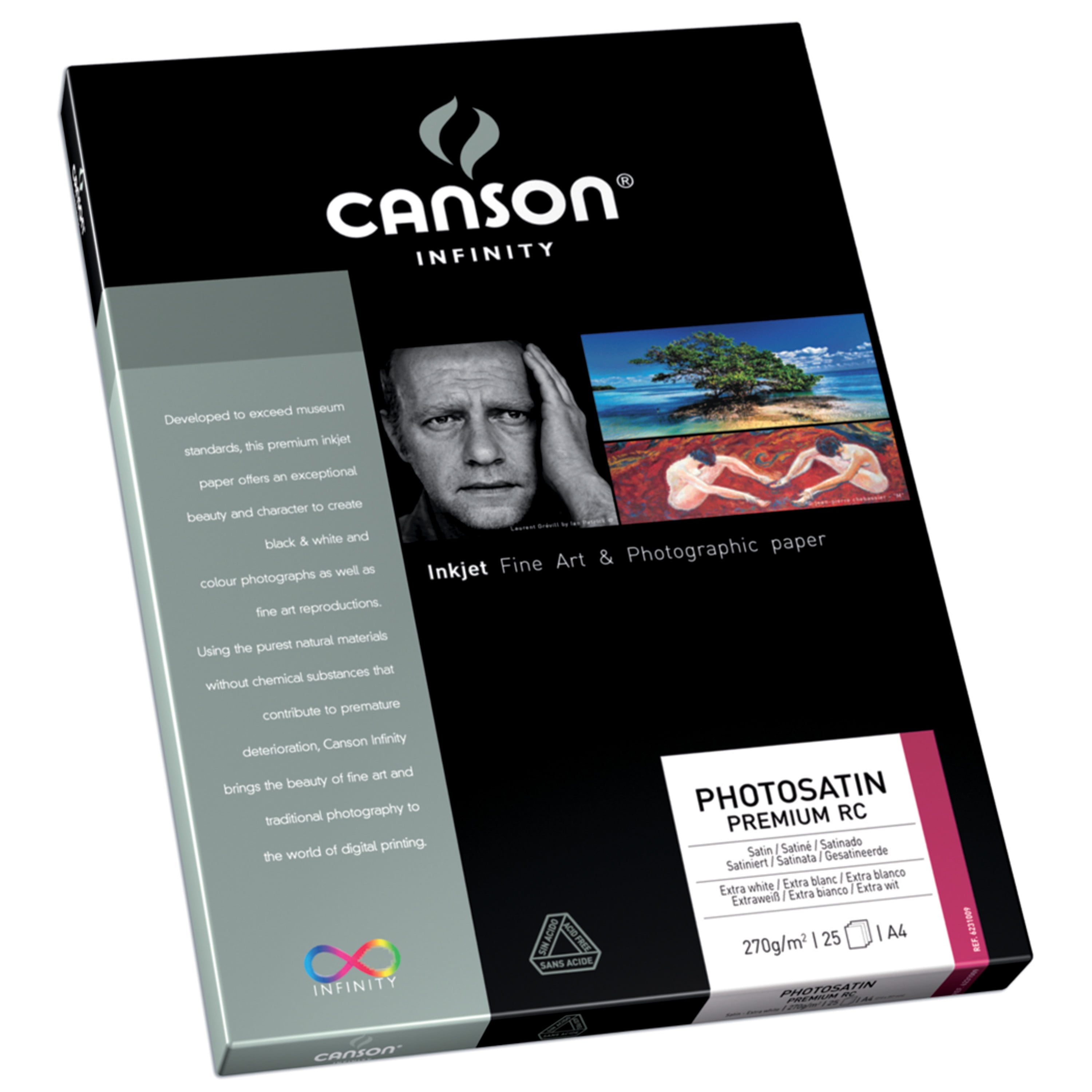 Canson Infinity PhotoSatin Premium RC 270 Photo Paper, 8.5in x 11in, 25 Sheets/Pkg. 270 gsm