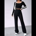 thumbnail image 4 of Conjunto de Dos Piezas Deportivo de Estilo Minimalista, Versátil, de Dos Piezas, para Desplazamientos Diarios, con Top de Larga Tipo Gofre, Estilo 2025 Negro XL, 4 of 9