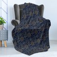 thumbnail image 4 of Sun Soft Flannel Fleece Throw Blanket, Doodle Style Star Motif with Stripes and Curved Lines Vintage Hand Drawn Sky, Cozy Plush for Indoor and Outdoor Use, 50" x 60", Navy Blue Marigold, by Ambesonne, 4 of 5