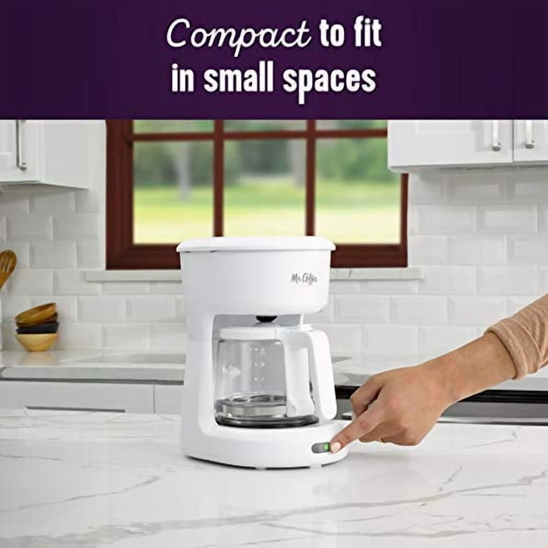 Mr. Coffee 5-Cup Compact Design Coffee Maker with Easy Switch, White  2134286 - Walmart.com