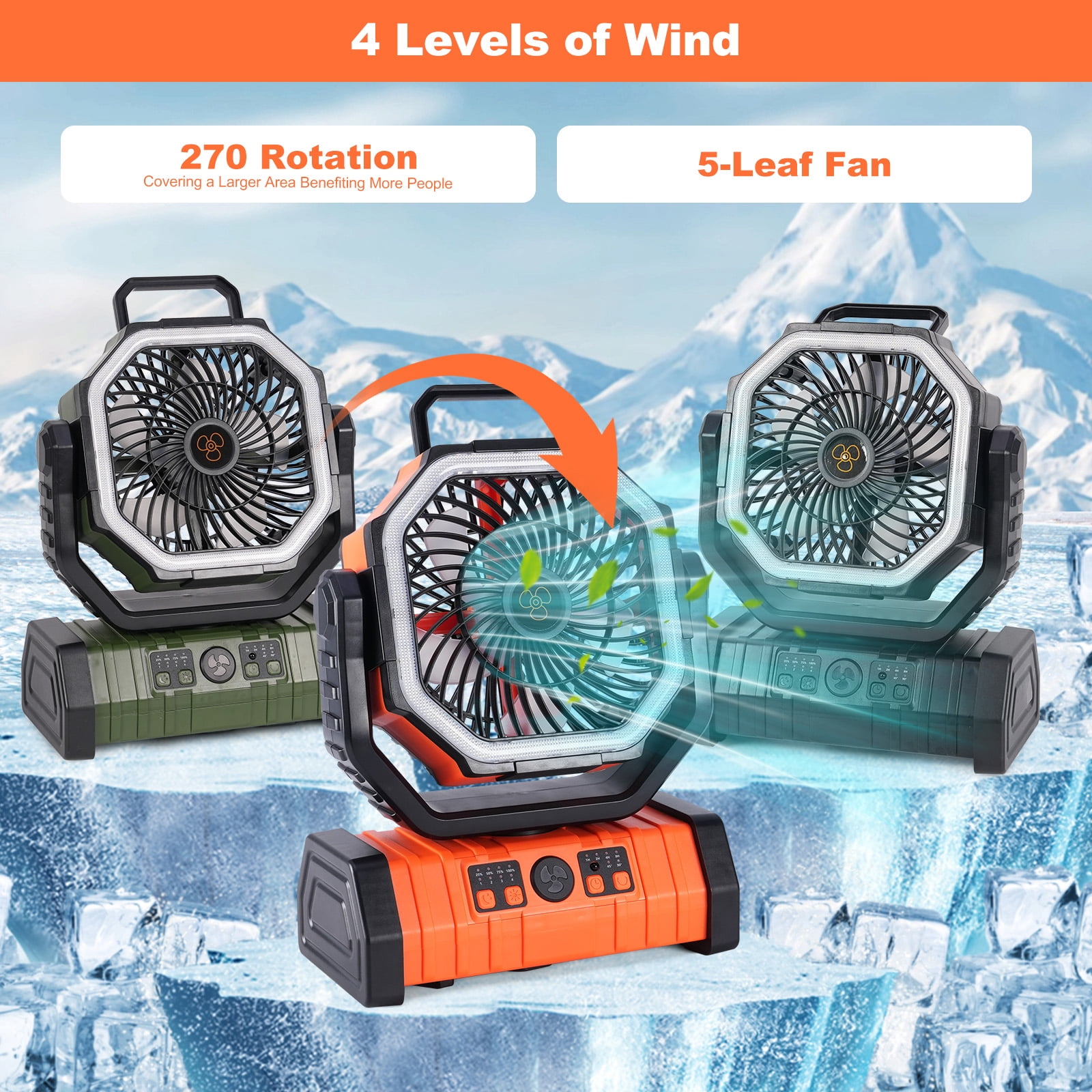 20000mAh Solar fan with LED Lantern, Camping Fan with Solar Panel, 10W Rechargeable Solar Powered Fan for Outside, Quiet Battery Operated Tent Fan for Picnic, Barbecue, Fishing