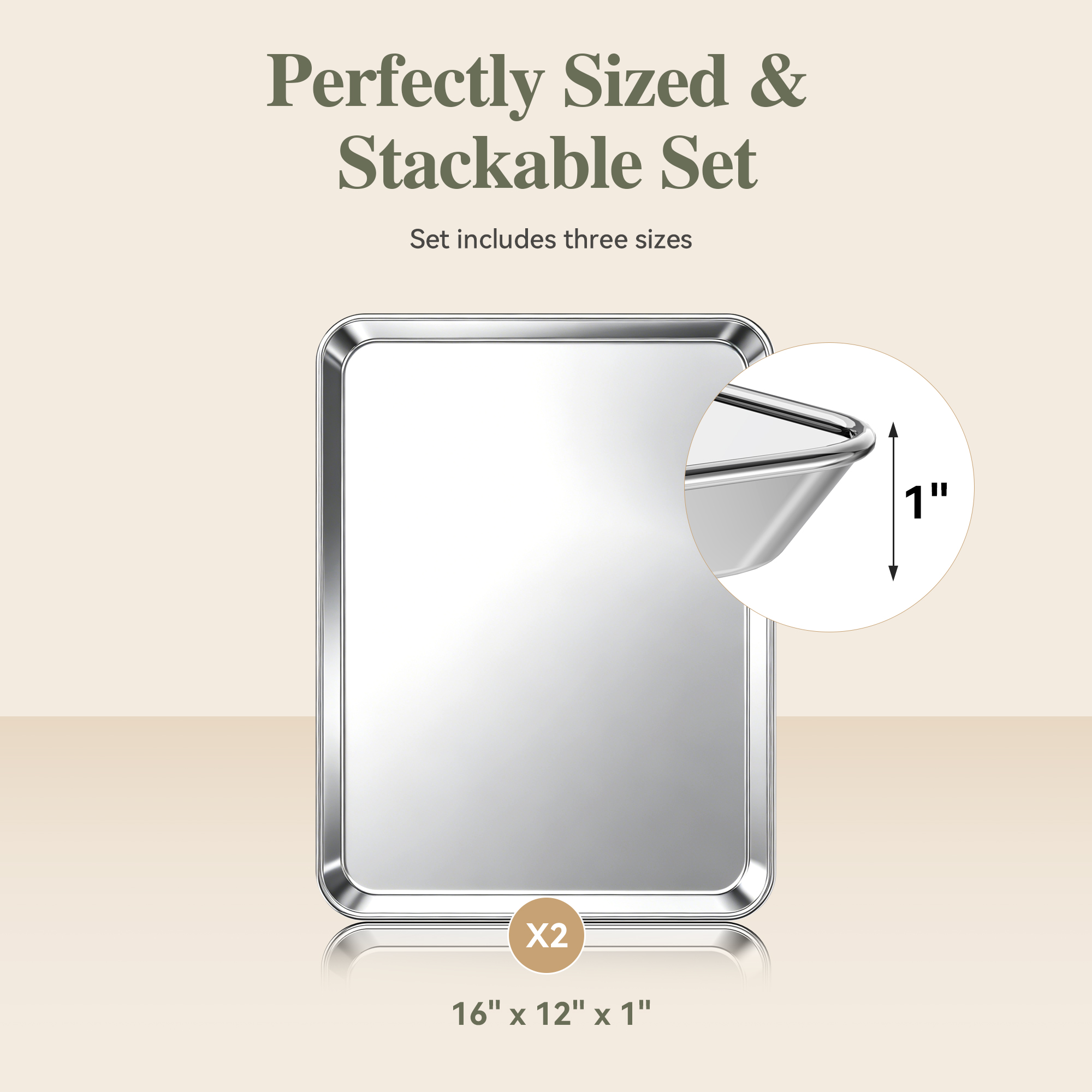TINANA Stainless Steel Baking Sheet Pan Set (2-Pack) photo 3